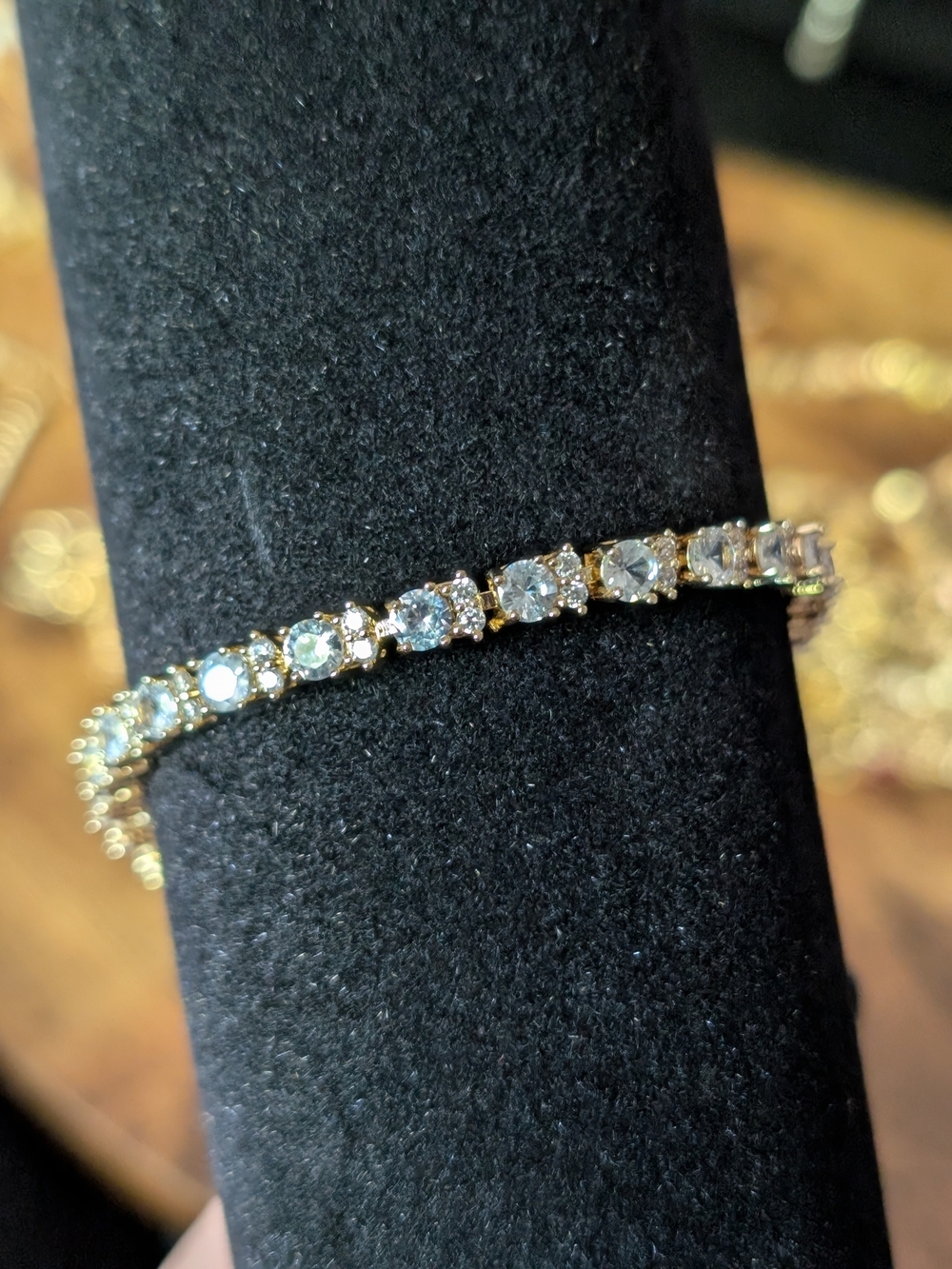 Gold Plated Gold Tennis Diamond Bracelet - Women's Jewelry